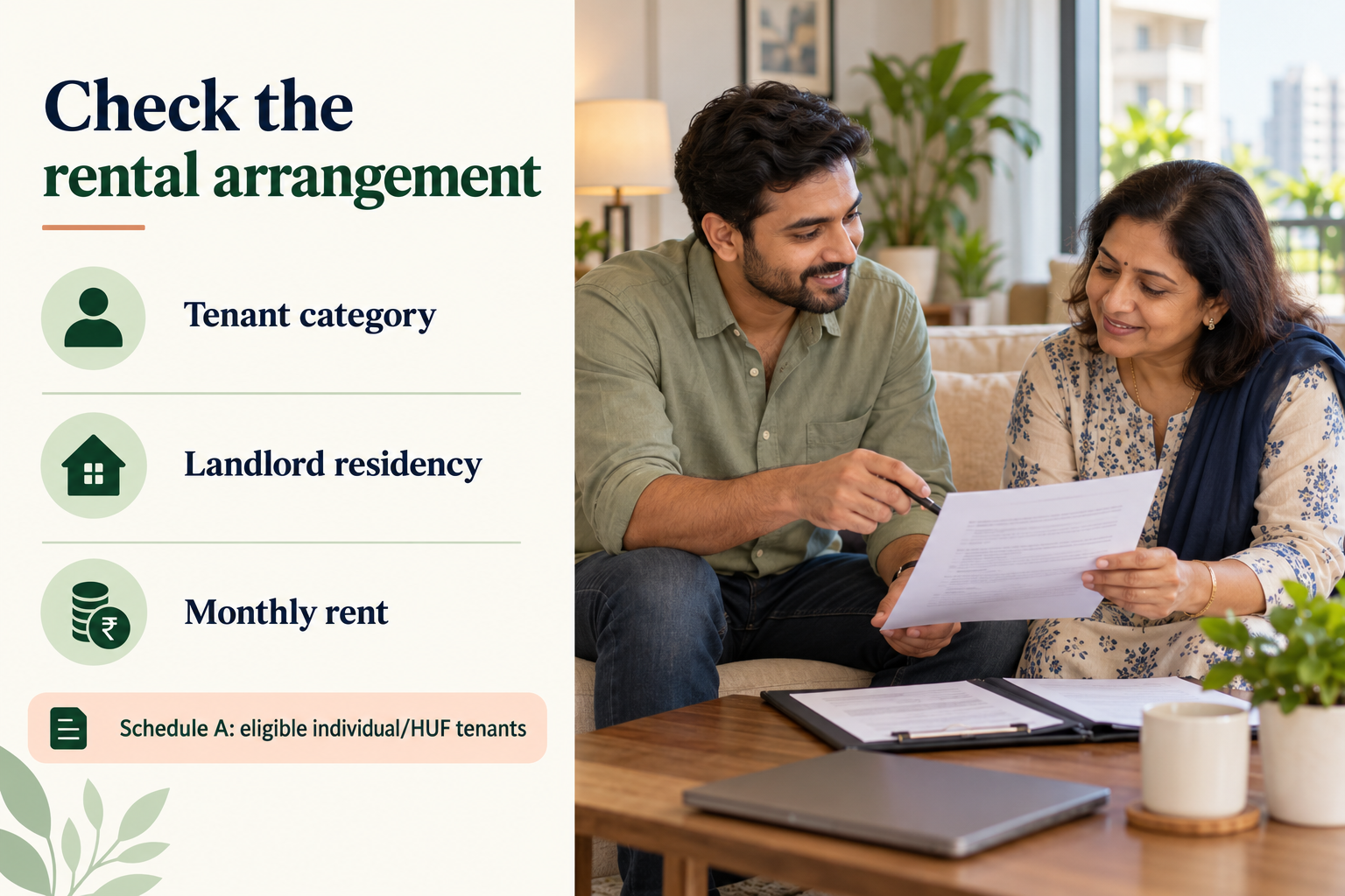 TDS on Rent, TDS on Rent Under the New Income-tax Act: Section 393 and Form 141 Explained, Rentok Tenant and landlord checking tenant category, landlord residency and monthly rent for Schedule A