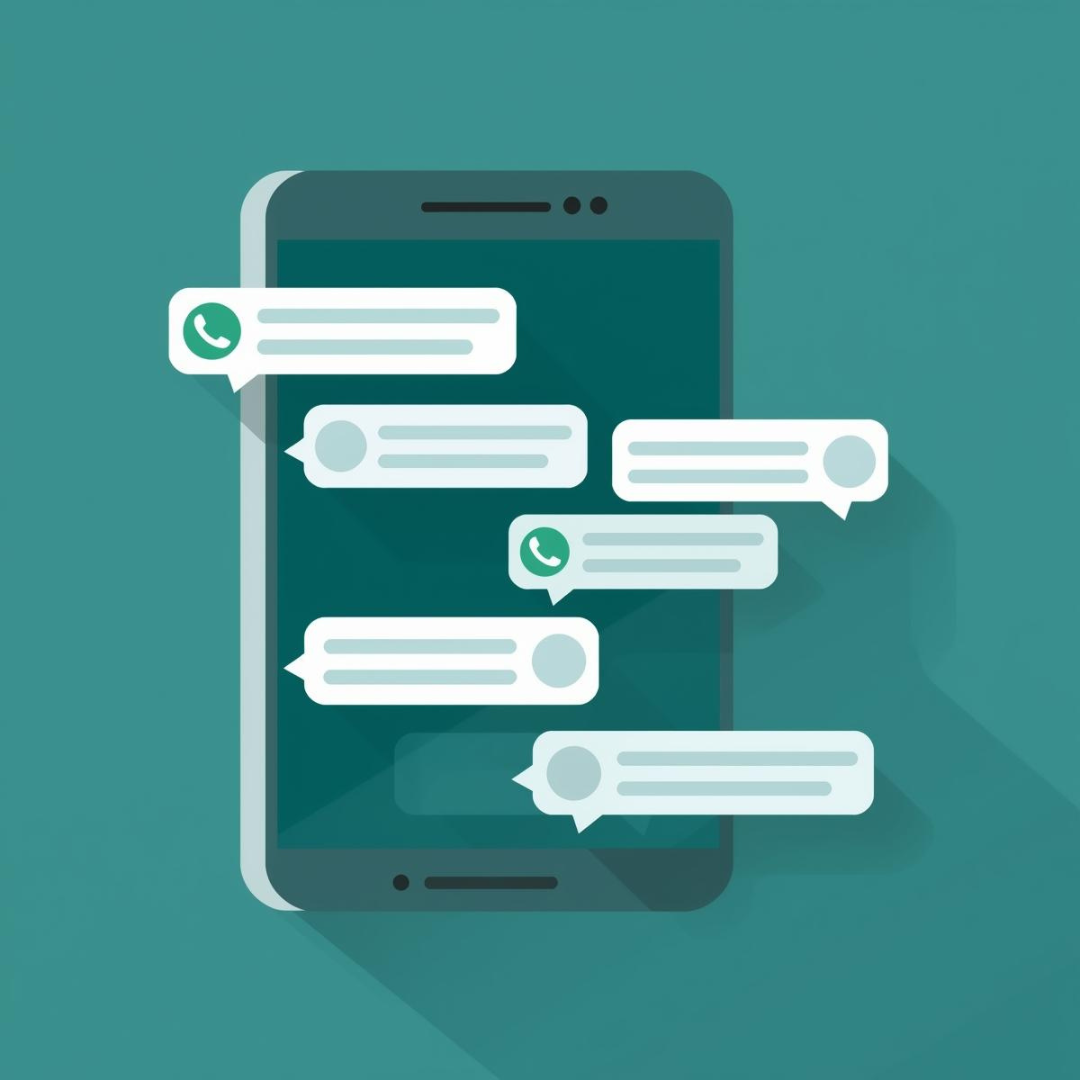 Smartphone showing WhatsApp message notifications for rent reminders sent to PG tenants.