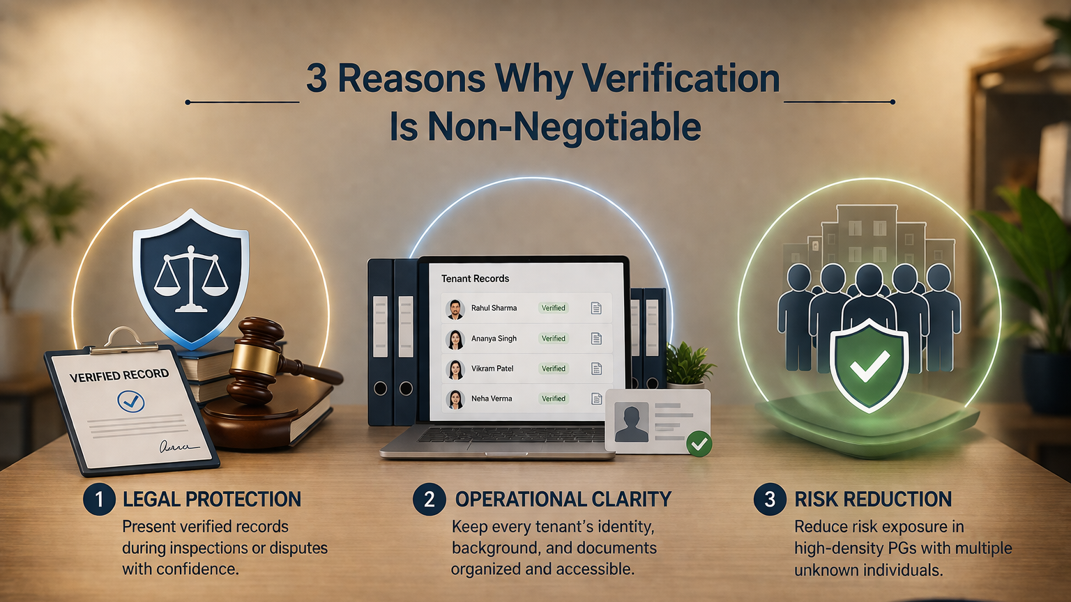 Digital KYC and police verification benefits for PG landlords including legal protection, organized tenant records, and risk reduction