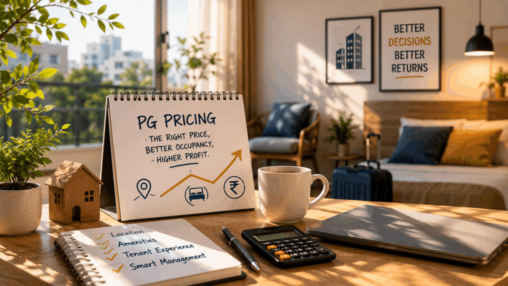 Modern PG pricing strategy in India showing how amenities, location, management quality, and tenant expectations influence rental rates in 2026.
