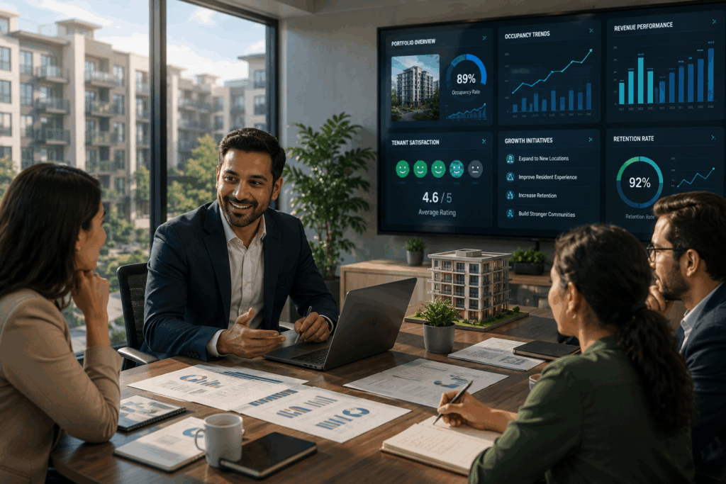 AI Agents, How AI Agents Are Transforming Property Management in 2026, Rentok Property management team using AI-powered insights to improve occupancy, tenant retention, and business growth