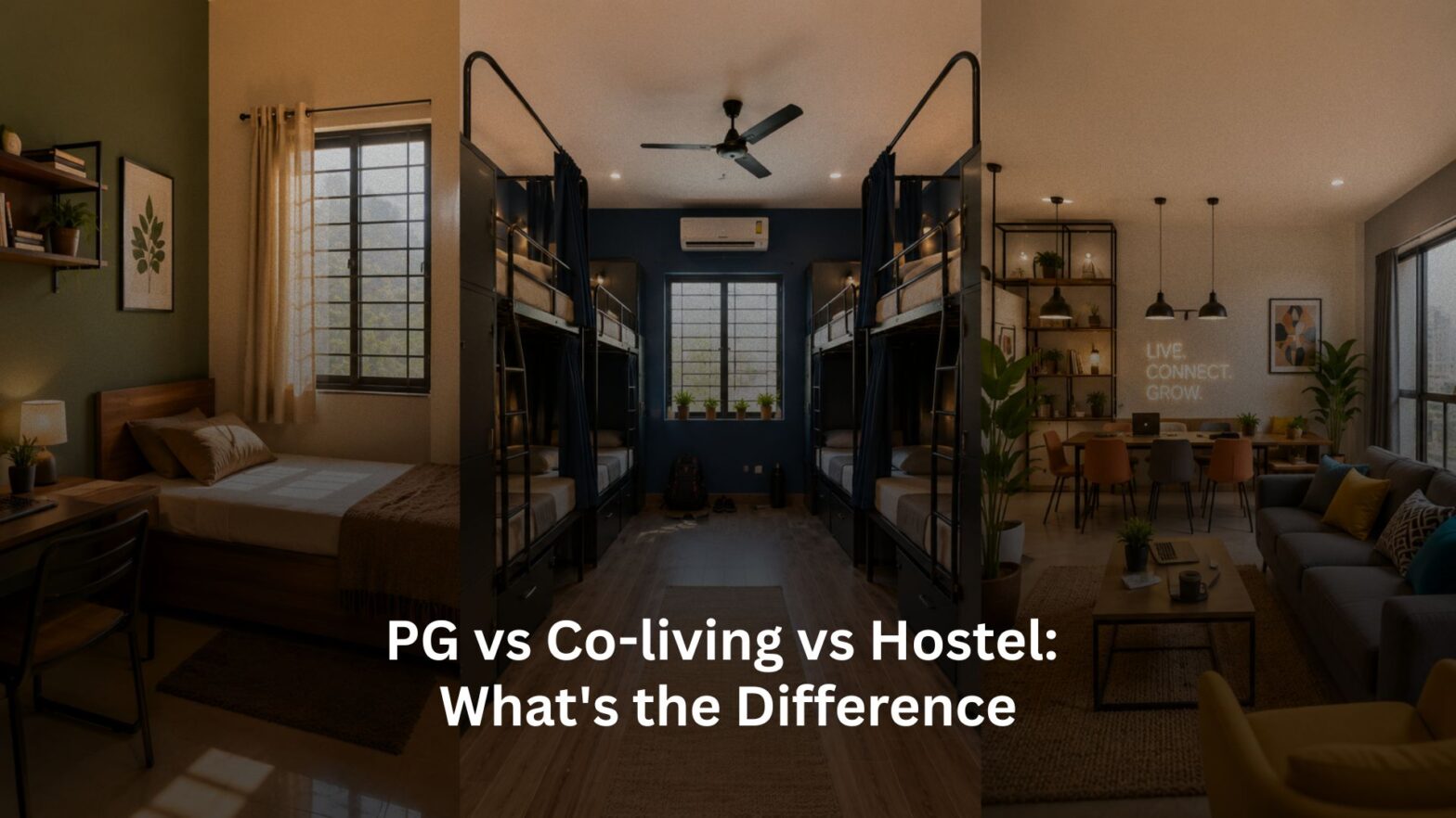 PG vs Co-living vs Hostel, PG vs Co-living vs Hostel: What’s the Difference, Rentok PG vs Co-living vs Hostel: What's the Difference