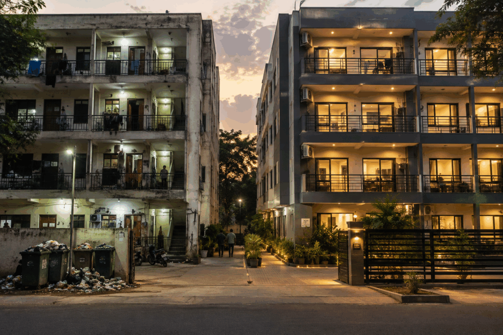 Occupancy, Why Occupancy Alone Doesn’t Explain Rental Success, Rentok Comparison of two rental properties showing why occupancy rate alone does not reflect overall rental business performance.
