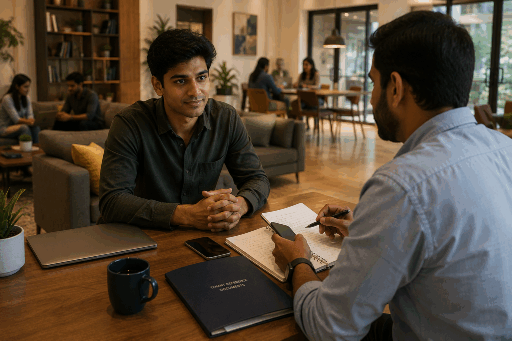 Tenant reference check and responsible social screening during PG tenant background verification in India