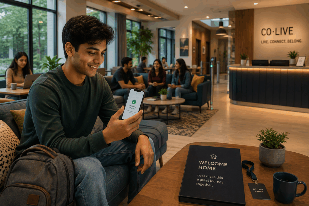 Tenant verification as part of a smooth digital onboarding experience in a modern Indian co-living property
