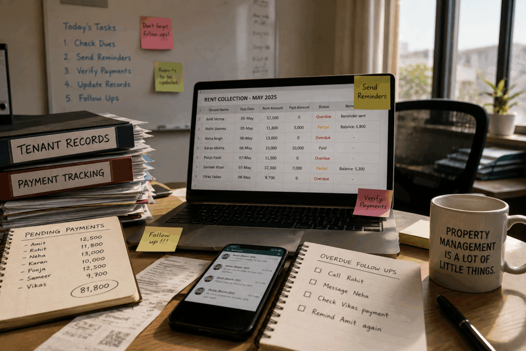 Collect Rent on Time, How Property Management Software Helps You Collect Rent on Time, Rentok Property management software for tracking rent payments, overdue dues, tenant records, automated reminders, and online rent collection.