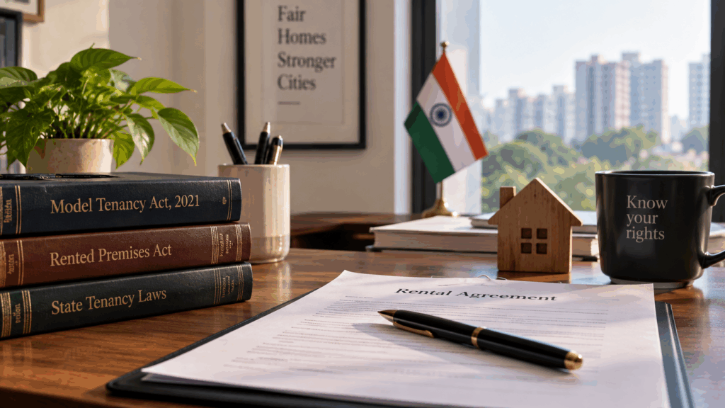 Get Your Security Deposit, How to Get Your Security Deposit Back When Vacating a Rental Property, Rentok Security deposit refund rights for tenants in India, with a rental agreement, tenancy law documents, and keys representing legal deposit regulations and refund terms.