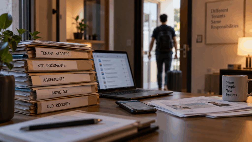 Handle Your Personal Data During Verification, How Landlords Must Legally Handle Your Personal Data During Verification, Rentok Tenant KYC data stored securely during rental verification with organized tenant records and digital property management.